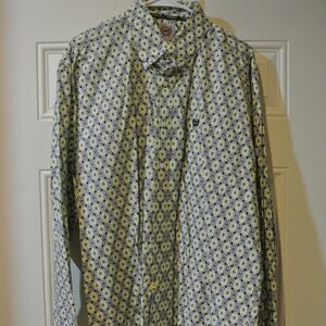 MENS CINCH LARGE LIME AND BLUE LONG SLEEVE BUTTON DOWN SHIRT